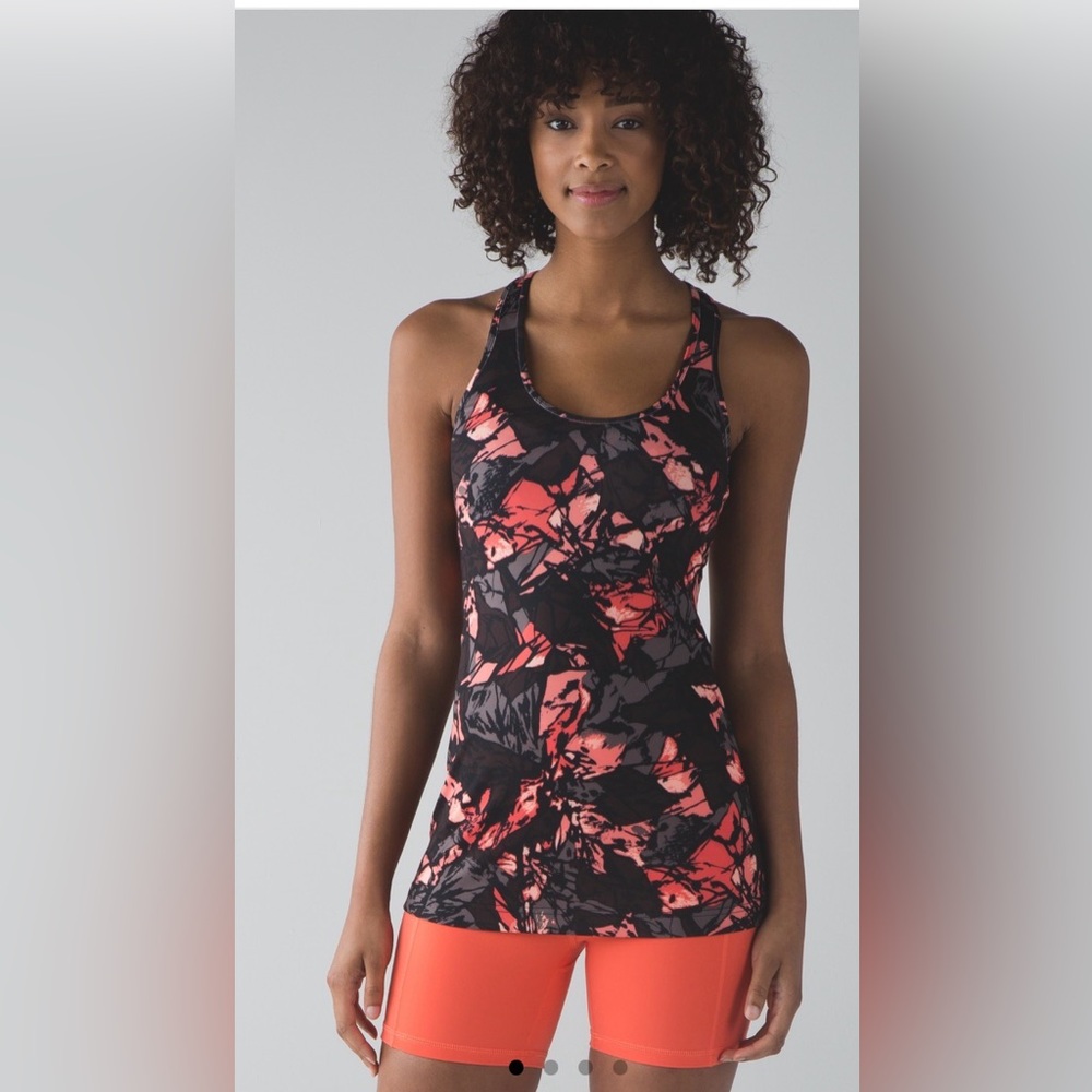 Lululemon Athletica Black and Orange Abstract Tank
